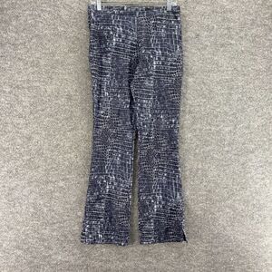 Express Pants Women M Medium Gray Geometric Mid Rise Flat Front Pull On Chino